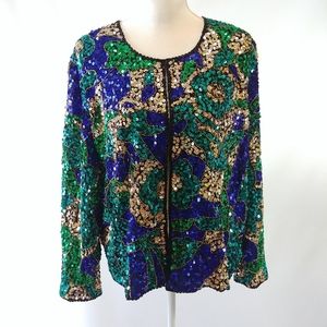 Sequin Embellished Long Sleeve Open Jacket NWT